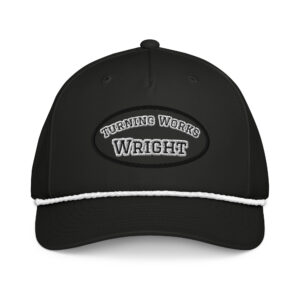 Black cap with "Turning Works Wright" logo.