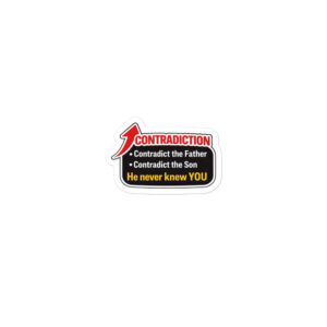 Religious contradiction warning sticker design.